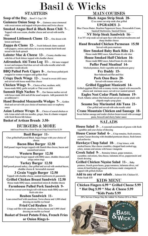 basil and wicks menu|basil and wick's north creek.